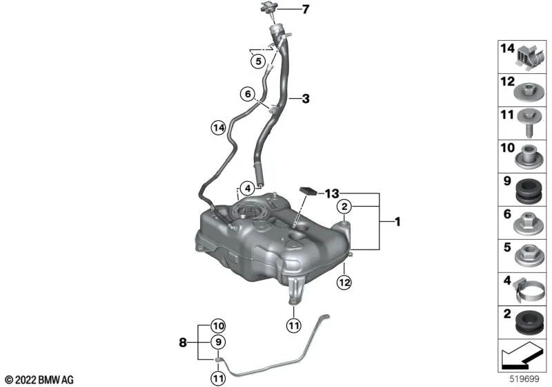 Almohadilla de espuma para BMW U06, G20, G21, G28, G80, G22, G23, G26, G82, G83, F90N, G30N, G31N, G32N, F91, F92, F93, G14, G15, G16, U11, F95, F95N, G05, G05N, G18, G18N, F96, F96N, G06, G06N, G07, G07N, G29 (OEM 16118483389). Original BMW