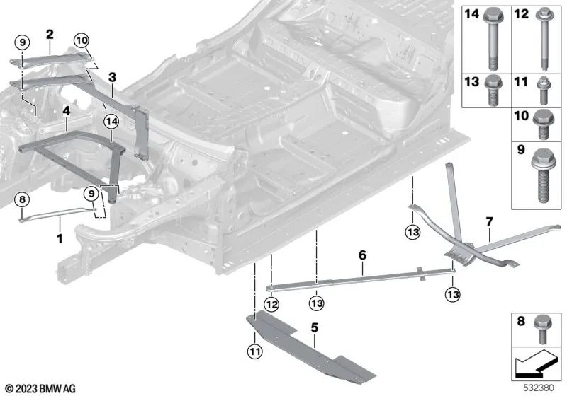 Barrera de Cúpula Pared Delantera para BMW G60 (OEM 51615A26AF4). Original BMW