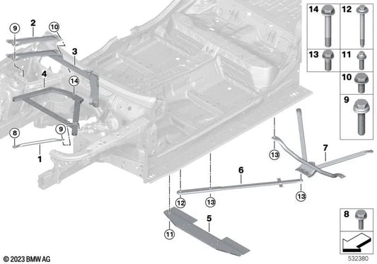 Barrera de Cúpula Pared Delantera para BMW G60 (OEM 51615A26AF4). Original BMW