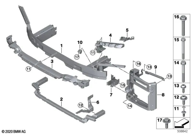 Front right shock absorber for BMW F95 (OEM 51118077156). Genuine BMW