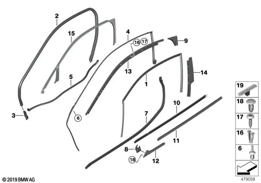 Schaumstoffstück für die rechte Vordertür für BMW i I12, I12N (OEM 51337358248). Original BMW