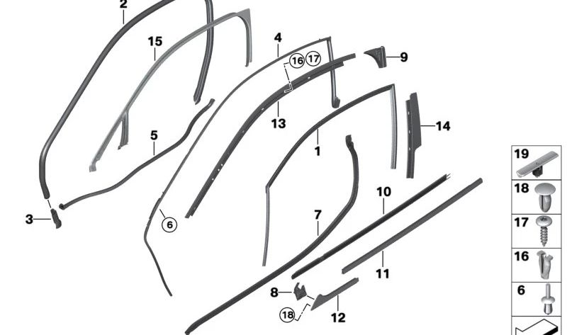 Cubierta exterior izquierda larga OEM 51337312991 para BMW I12. Original BMW.