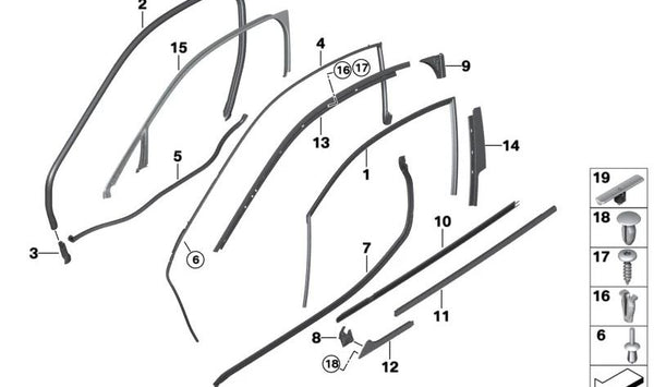 Cubierta embellecedora del pilar B puerta delantera derecha OEM 51337313008 para BMW I12 (i8). Original BMW.