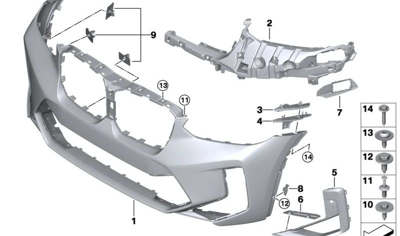 Front Primed Bumper Trim for BMW F97N (OEM 51117886552). Original BMW