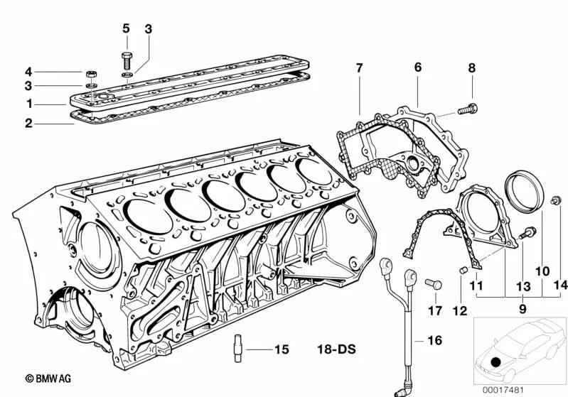 Tapa final para BMW Serie 7 E38, Serie 8 E31 (OEM 11141704654). Original BMW