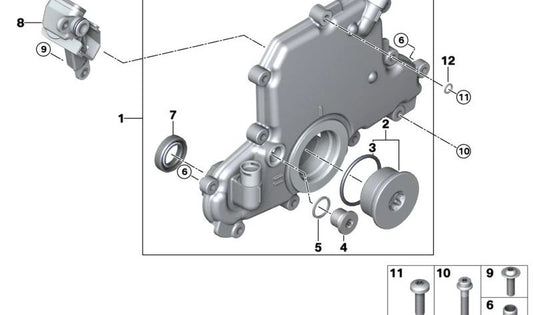 Tapa cadena OEM 11148546149 para BMW i3 (I01). Original BMW.