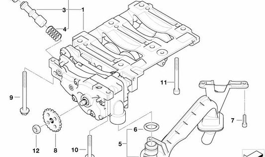 Unidad de bomba de aceite-ejes de equilibrado para BMW E83, E83N (OEM 11277594472). Original BMW