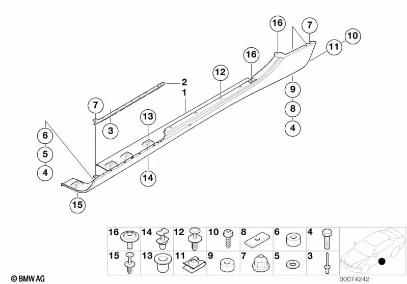 Espaciador para BMW Z8 E52 (OEM 51717037665). Original BMW