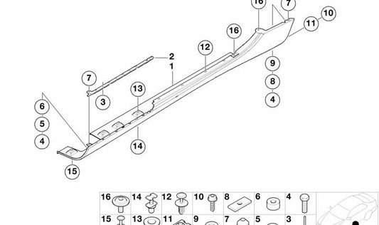 Soporte para estribo derecho para BMW E52 (OEM 51718242294). Original BMW.