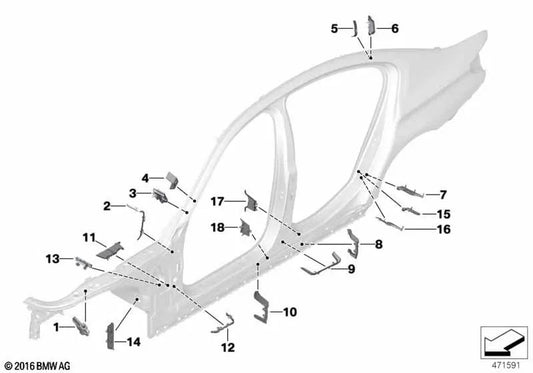 Pieza de entrada derecha para BMW F90, G30 (OEM 41007396262). Original BMW