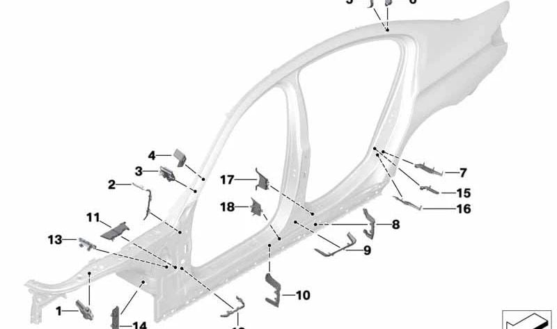 Pieza de entrada izquierda para BMW Serie 5 F90, G30 (OEM 41007396261). Original BMW