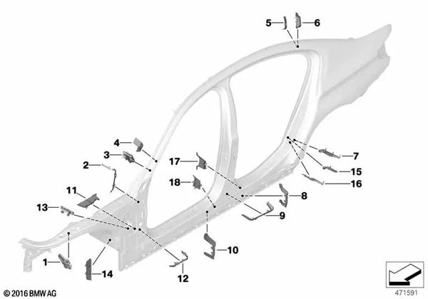 Pieza de entrada derecha para BMW F90, G30 (OEM 41007396262). Original BMW