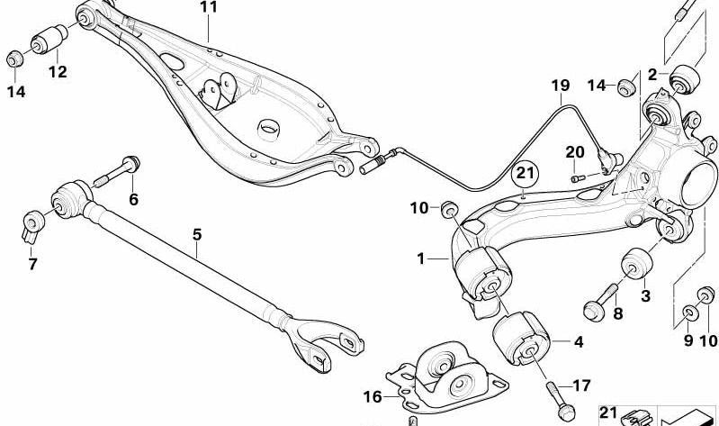 Tensor longitudinal derecho para BMW Serie 3 E46 (OEM 33322229686). Original BMW