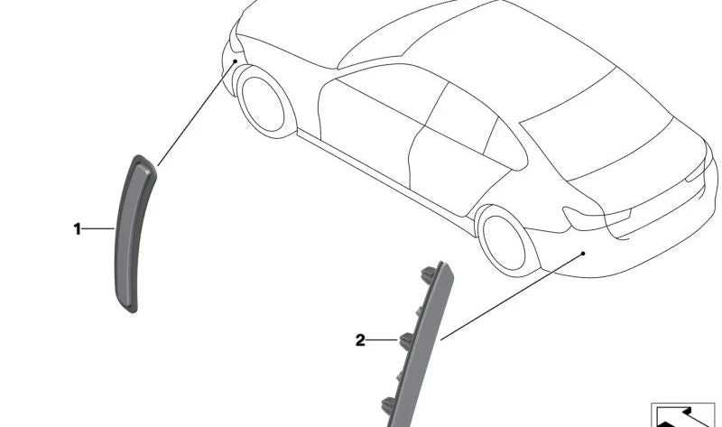 Reflector de lateral izquierdo para BMW Serie 3 G80, Serie 4 G82, G83 (OEM 63148077223). Original BMW.