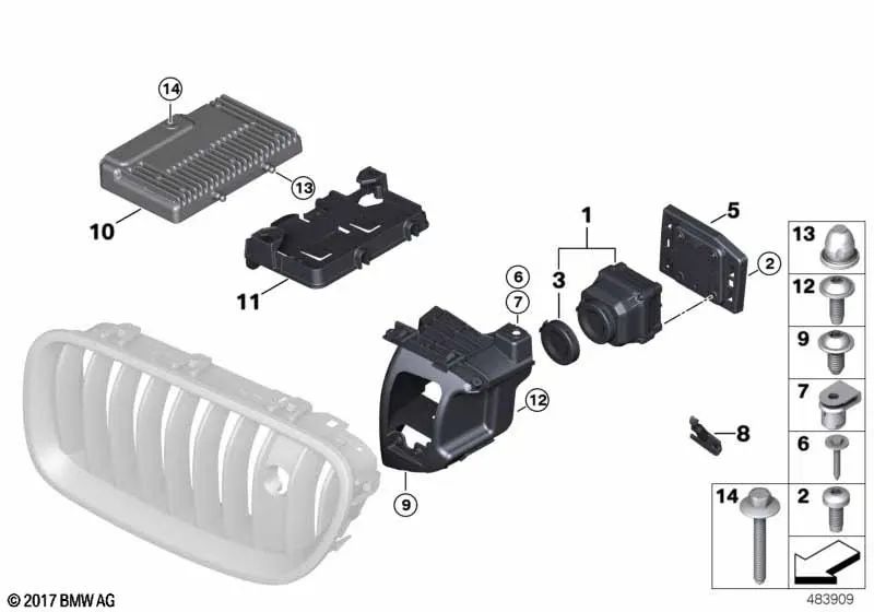 Boquilla de Pulverización para Cámara de Visión Nocturna para BMW X5 F15, F85, X6 F16, F86 (OEM 61677327511). Original BMW.