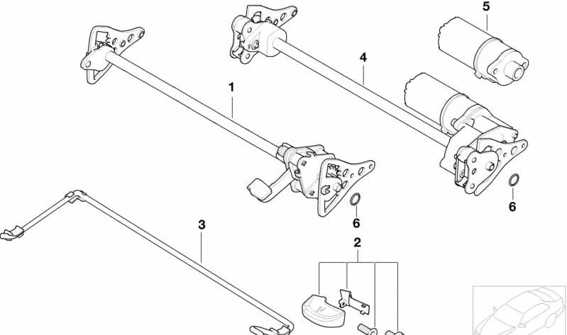 Barra de torsión derecha para BMW Serie 3 E46, X3 E83, E83N, X5 E53, Z4 E85, E86 (OEM 52108099006). Original BMW