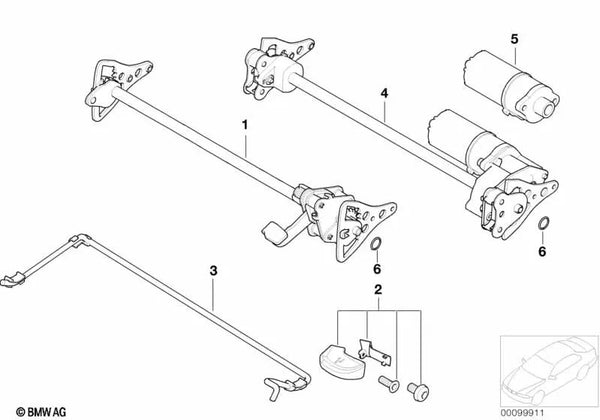 Motor de ajuste de inclinación para BMW Serie 3 E46, X5 E53 (OEM 52108251498). Original BMW