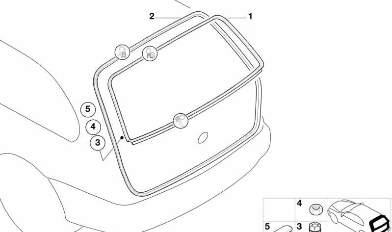 Sellado Portón Trasero para BMW Serie 3 E46 (OEM 51717019955). Original BMW