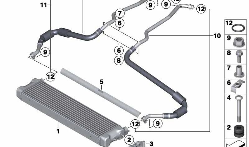 Tubería de retorno del enfriador de aceite del motor para BMW F10, F06, F12, F13 (OEM 17222284262). Original BMW