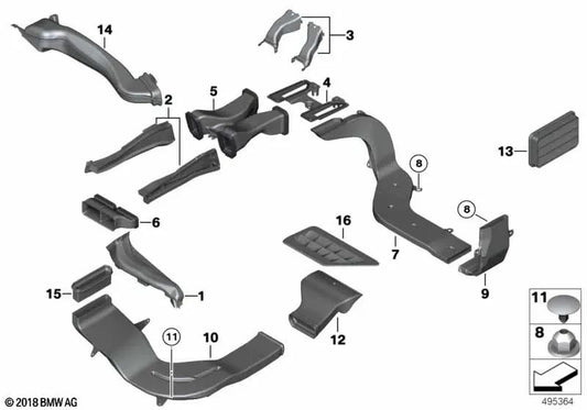 Adaptador Canal de Aire para BMW F07, F10, F11, F06, F12, F13, F01N, F02N, F18N, F04 (OEM 64119145229). Original BMW