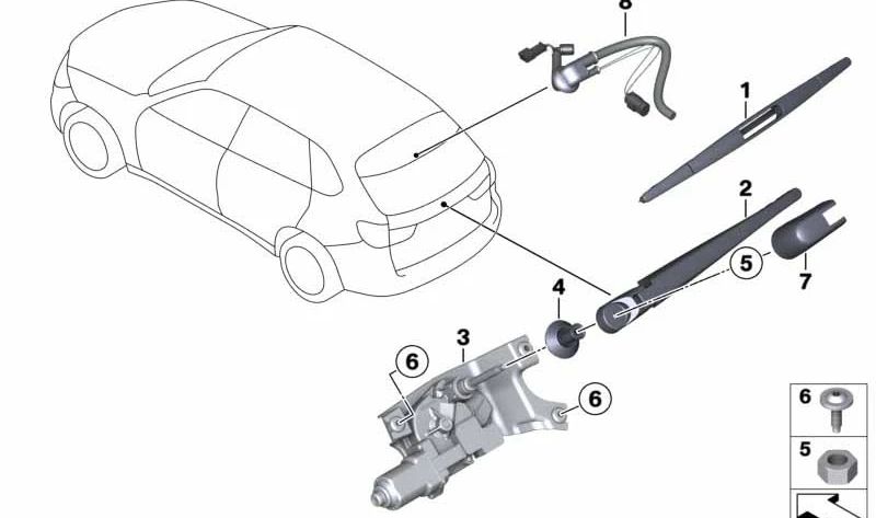 Brazo del limpiaparabrisas para BMW X5 F15, F85 (OEM 61627294431). Original BMW