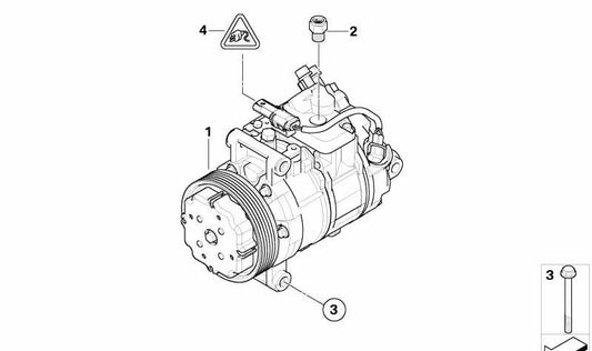 OEM -Klimaanlagenkompressor 64526987863 für BMW E81, E82, E87, E88, E90, E91, E92, E93, E60, E61, E84. Original BMW.