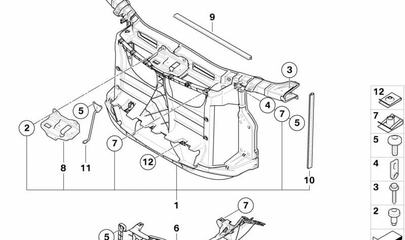 Vorderwand para BMW E81, E82, E87, E88 (OEM 51647193193). Original BMW