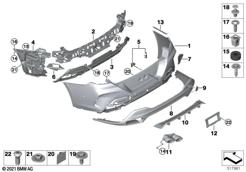 Difusor trasero para BMW G16 (OEM 51127999239). Original BMW