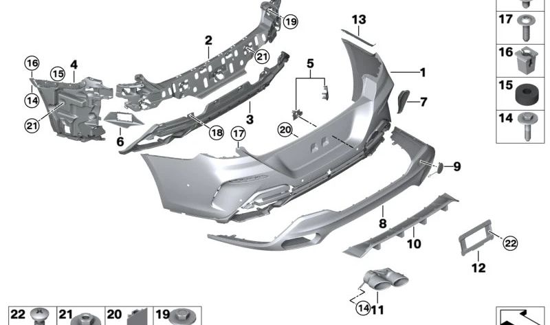 Embellecedor de salida de escape para BMW Serie 8 G16 (OEM 51127998980). Original BMW