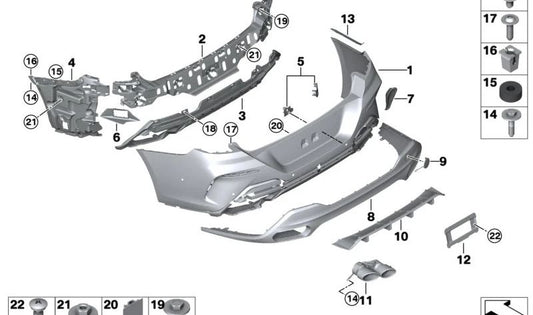 Embellecedor de salida de escape para BMW Serie 8 G16 (OEM 51127998980). Original BMW