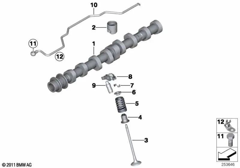 Ölspritzleitung para BMW F20, F21, F22, F23, F30, F31, F34, F35, F32, F33, F36, F10, F11, F18, E84, F25, F26, F15, F16, E89 (OEM 11127585274). Original BMW