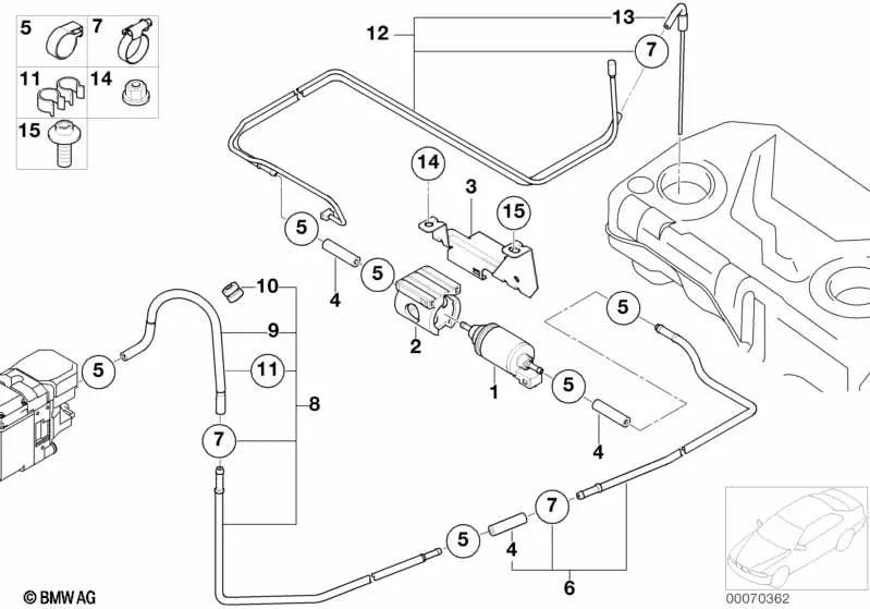 Fuel Hose for BMW X5 E53 (OEM 64126973118). Original BMW