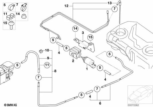 Fuel Hose for BMW X5 E53 (OEM 64126973118). Original BMW