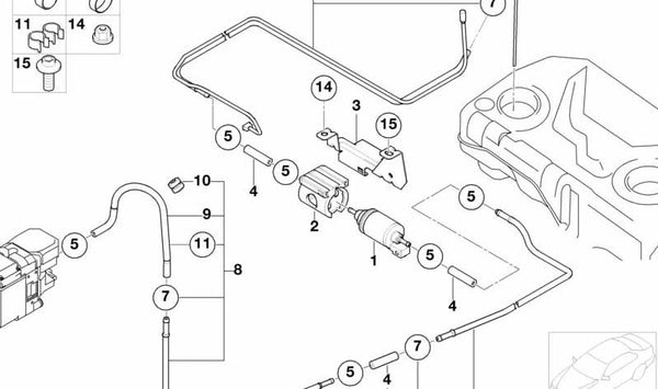 Tubería ascendente con manguera formada para BMW X5 E53 (OEM 16116752909). Original BMW