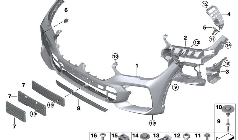 Soporte para Matrícula para BMW X6 G06 (OEM 51118069957). Original BMW