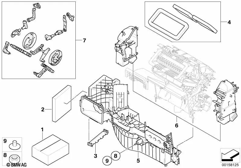 Kleinteile-Set für Klimaanlage/einstellbarer Hebel für BMW E70, E70N, E71, E72 (OEM 64119128859). Original BMW.