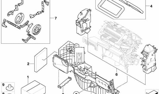 Motor de ajuste de climatizador OEM 64119127189 para BMW E70, E71, X5 (2006-2013), X6 (2007-2014). Original BMW.