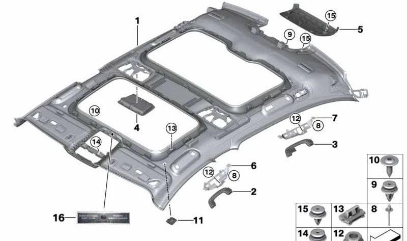 Asa de sujeción delantera izquierda OEM 51167355293 para BMW Serie 7 G11, G12. Original BMW.