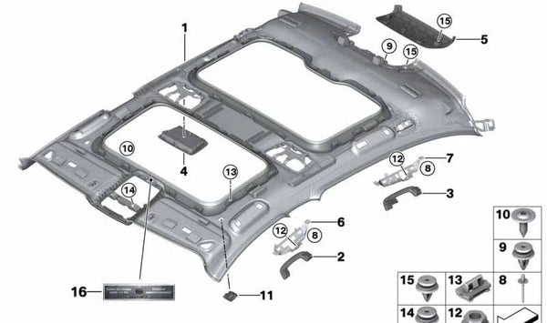 Espejo de Maquillaje Alcantara para BMW Serie 7 G12, G12N (OEM 51447424501). Original BMW