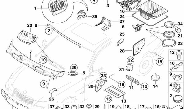 Refuerzo puerta trasera izquierda OEM 51717152243 para BMW Serie 3 (E90, E91). Original BMW.