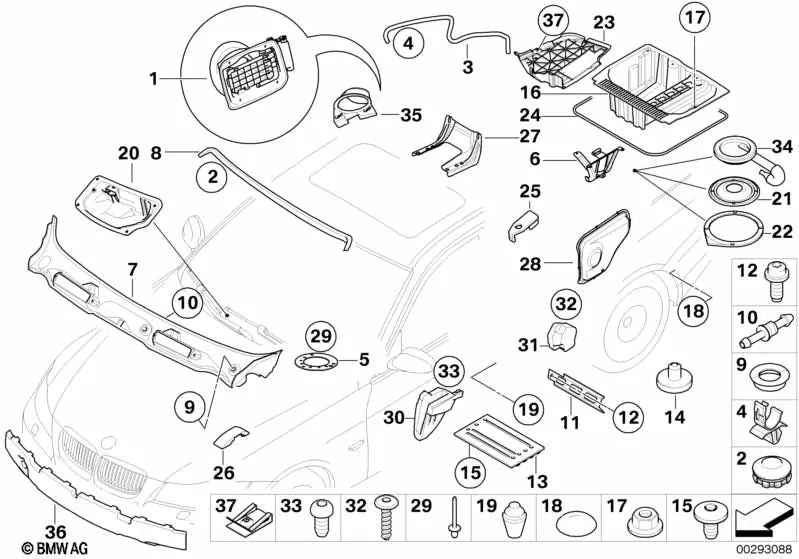 Torpedo Cubierta De Panel Para Parabrisas Bmw E90 E91. Original Recambios