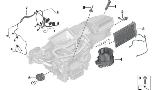 OM 64119490192 Moteur de ventilateur de chauffage pour BMW G05, F95, G06, F96, G07, G09. BMW d'origine.