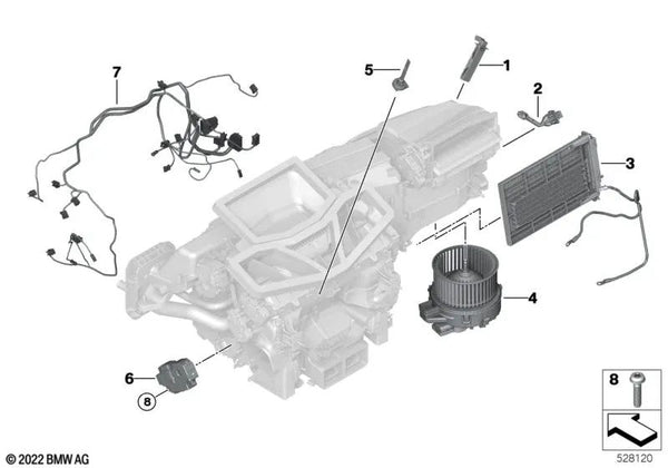 Cableado para Sistema de Calefacción/Aire Acondicionado para BMW Serie 5 F90, G30, G31, G38, Serie 6 G32, Serie 7 G11, G12, Serie 8 F93, G16, X5 F95, G05, X6 F96, G06 (OEM 64119361698). Original BMW.