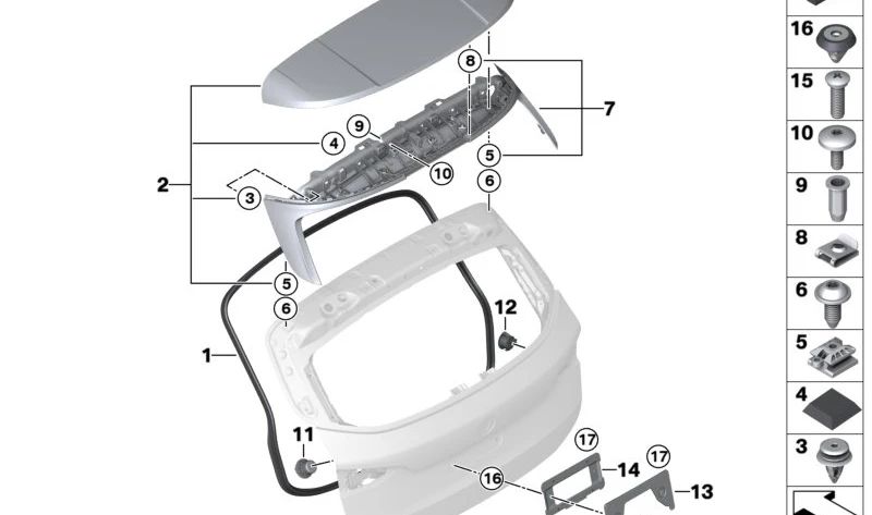 Sello del Portón Trasero para BMW Serie 2 U06 (OEM 51768494145). Original BMW