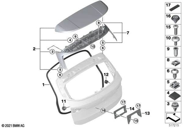 Alerón Maletero imprimado para BMW serie 2 U06 (OEM 51628494216). Original BMW