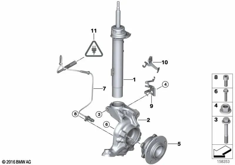 Front right shock absorber for BMW E92, E92N (OEM 31312284096). Original BMW