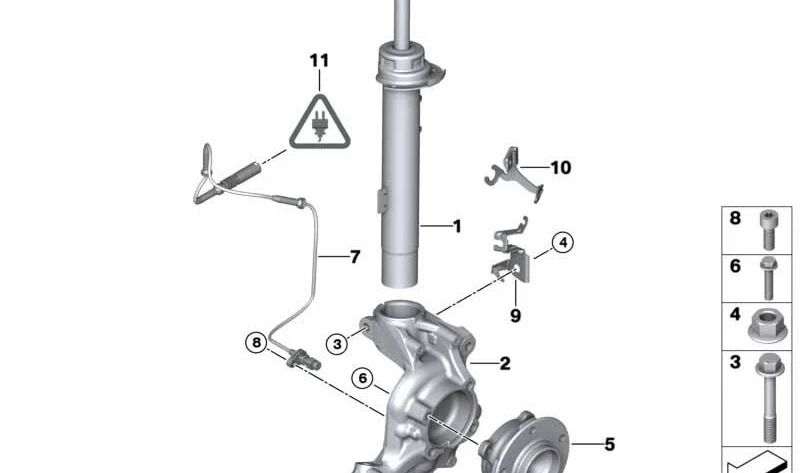 Front left shock absorber for BMW E84 (OEM 31316851337). Original BMW.