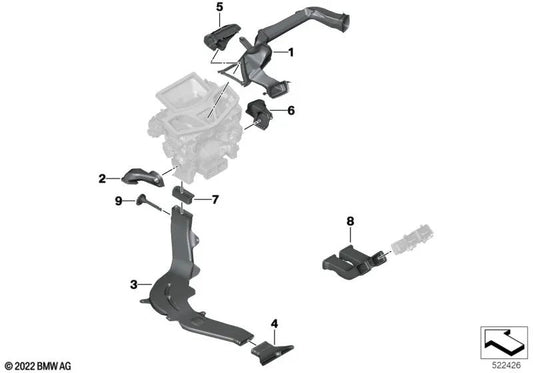 Conducto de aire frío lado del pasajero para BMW F91, F92, F93, G14, G15, G16 (OEM 61229396272). Original BMW.