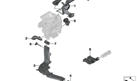 Conducto de aire para el área de los pies derecho OEM 64229299476 para BMW F90, G30, G31, G38, G32, G11, G12, F91, F92, F93, G14, G15, G16. Original BMW