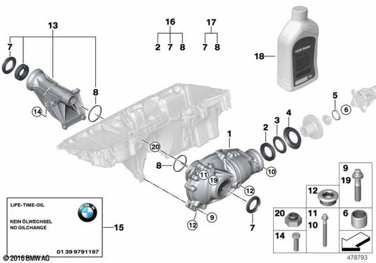 Tornillo hexagonal con arandela para BMW X5 E70, E85, F15, F85, X6 E71, E72, F16 (OEM 31517600239). Original BMW